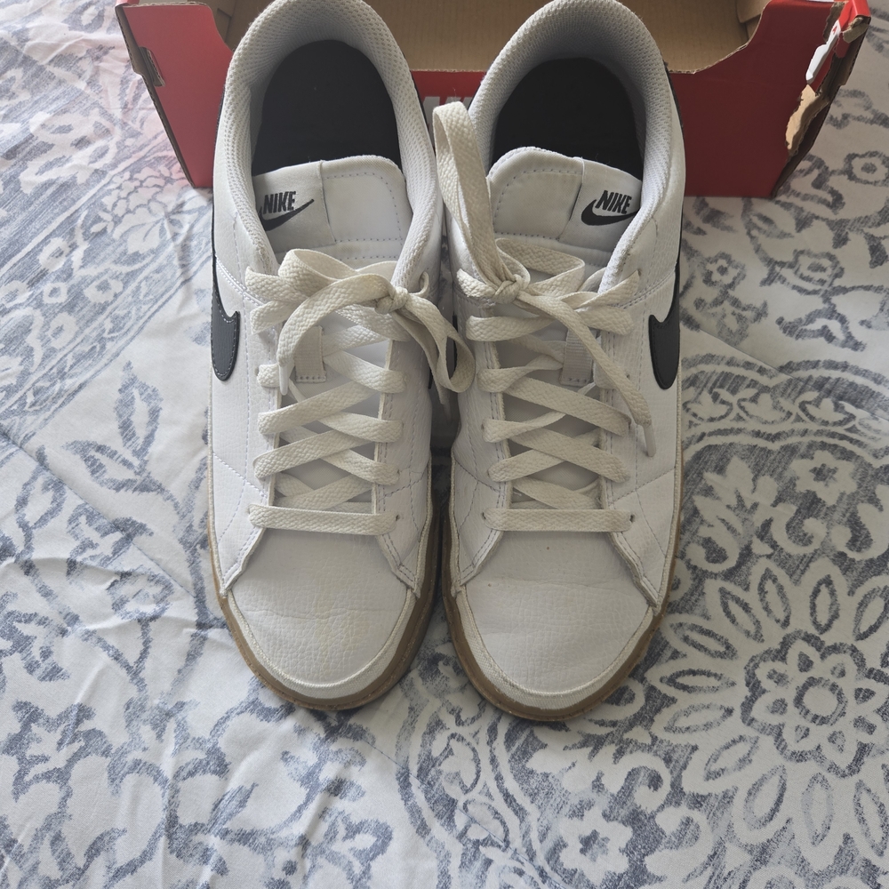 Nike White Sneakers with Black Swoosh